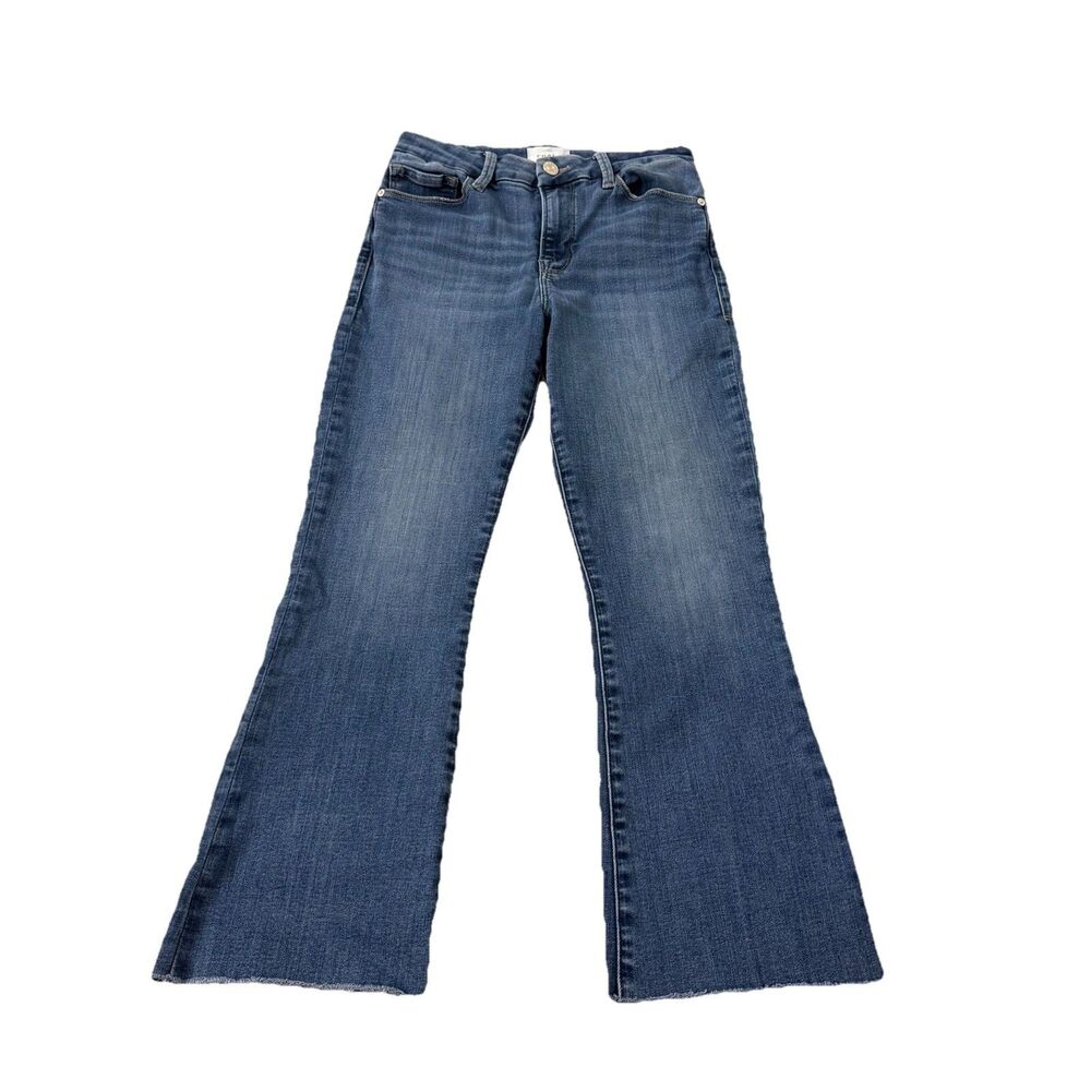Frame Jeans Womens 27 Blue Le Crop Mini Boot Frayed Hem Denim Lupine Stretch
